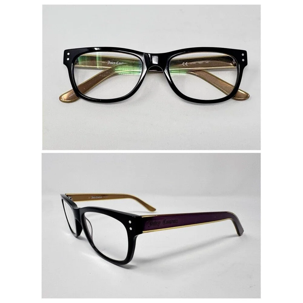 Juicy Couture JU141 0807 Eyeglass Frames Only 140 Black Gold Authentic